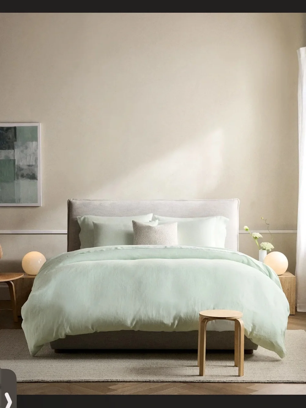 Quince NWOT European  linen Duvet Cover Set in Mint Twin Size